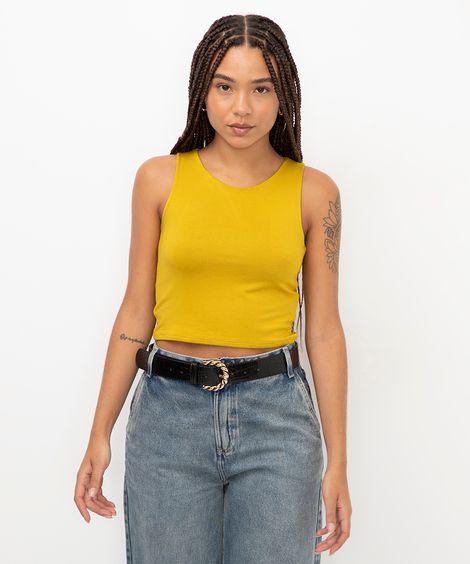 cropped de viscose alça média verde médio - verde pistache