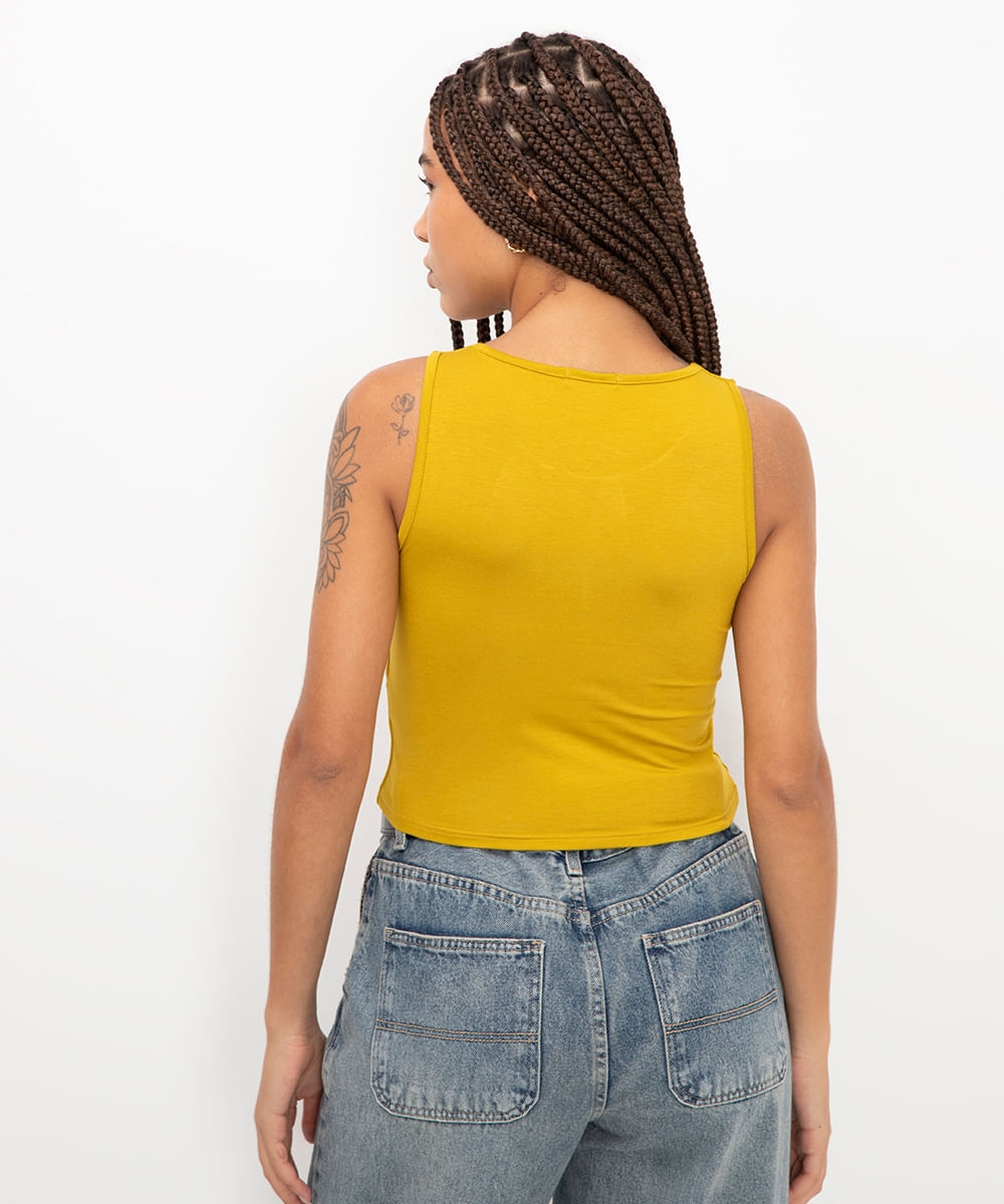 cropped de viscose alça média verde médio - verde pistache