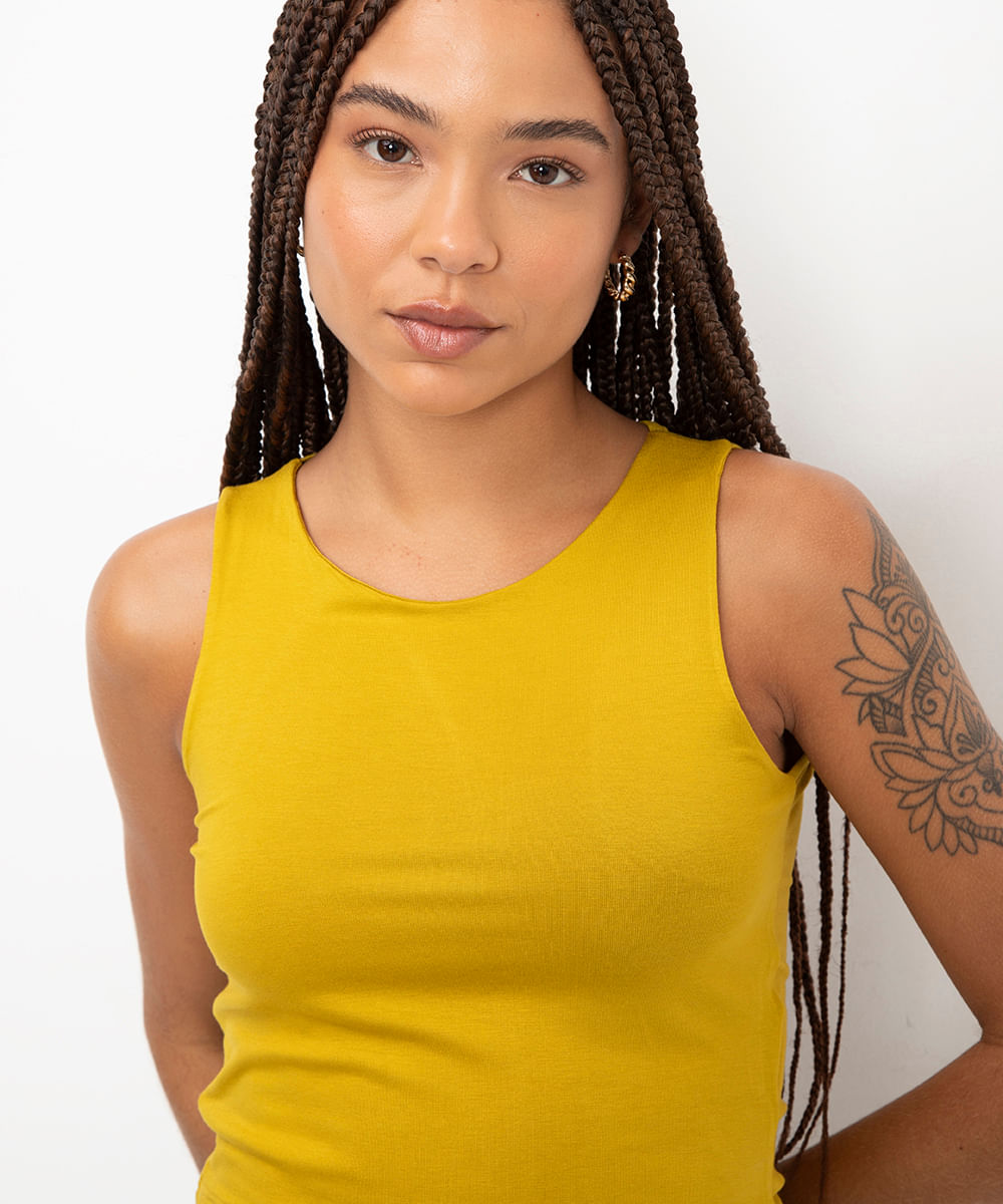 cropped de viscose alça média verde médio - verde pistache
