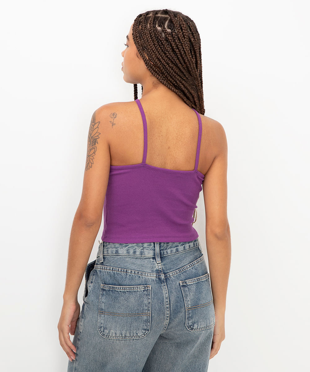 blusa cropped cross neck roxo