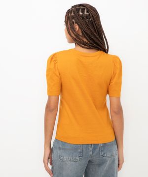 blusa de algodão manga bufante marrom