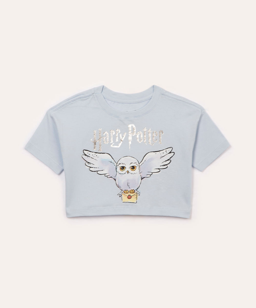 camiseta de algodão infantil harry potter azul