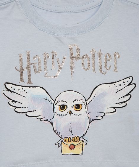 camiseta de algodão infantil harry potter azul