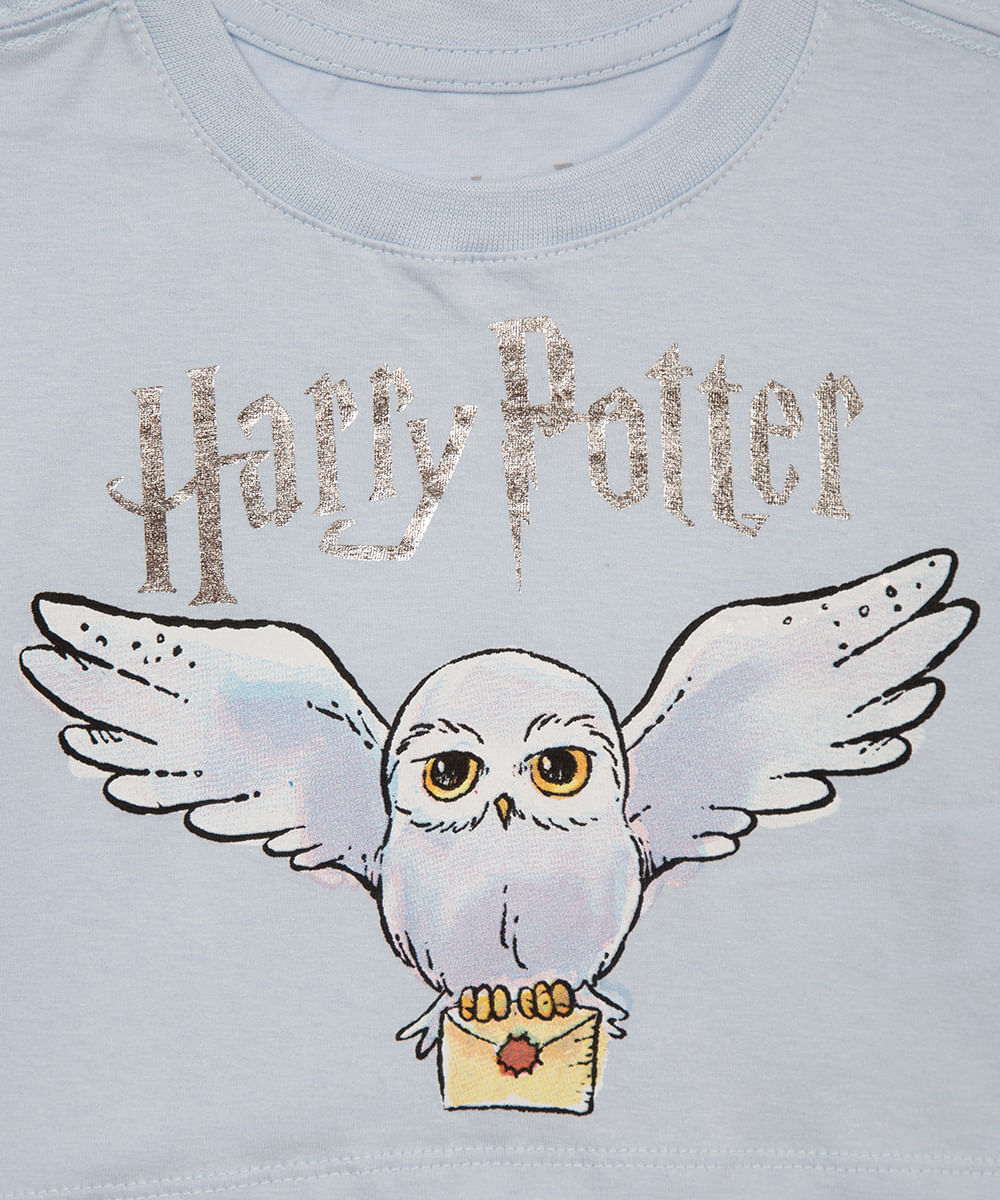 camiseta de algodão infantil harry potter azul