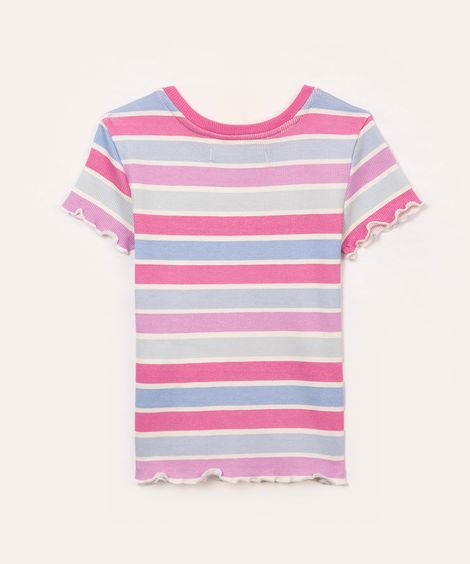 blusa infantil manga curta listrada colorido