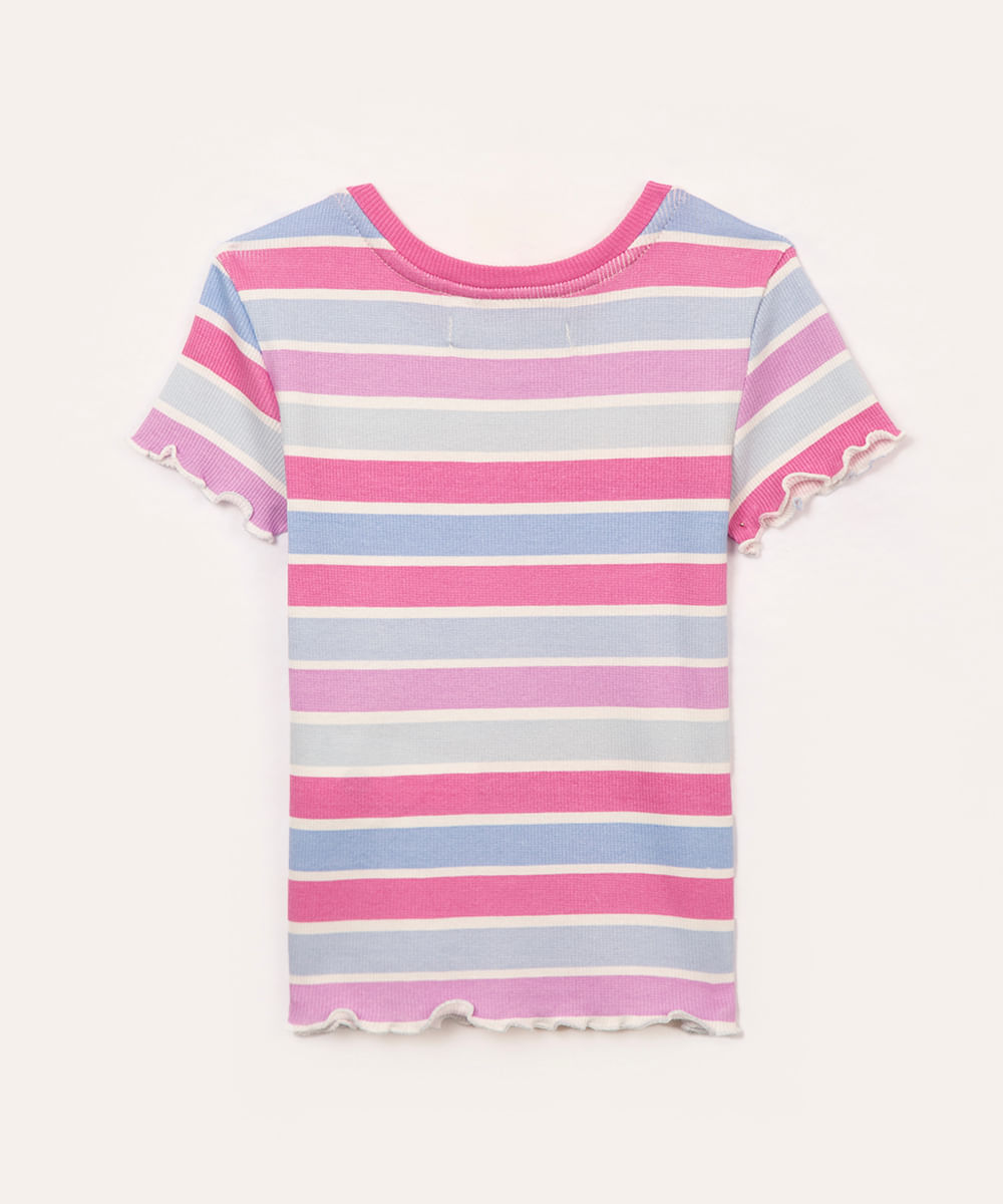 blusa infantil manga curta listrada colorido