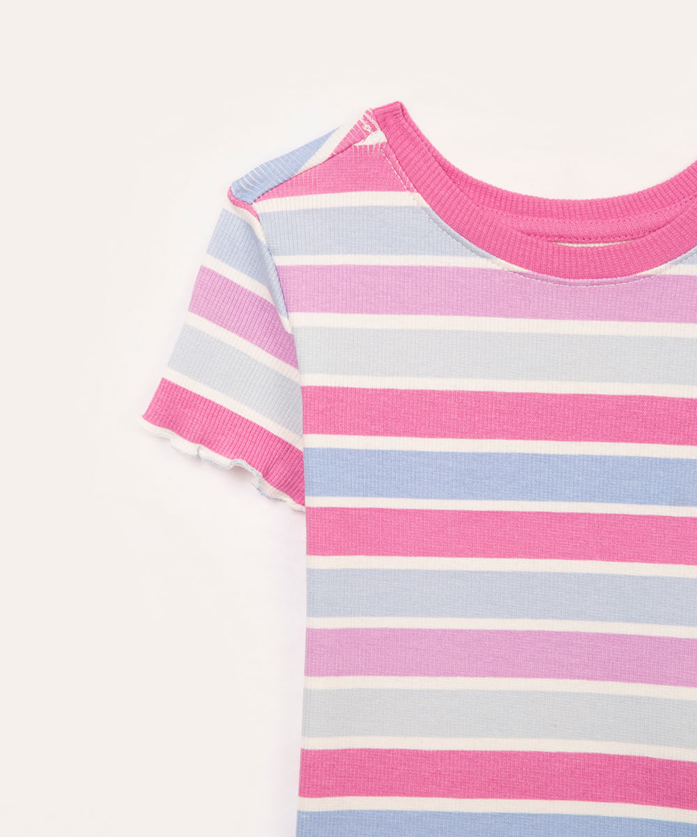 blusa infantil manga curta listrada colorido