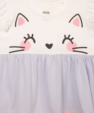 vestido infantil de algodão gatinho colorido