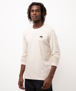 camiseta manga longa estampada califórnia bege