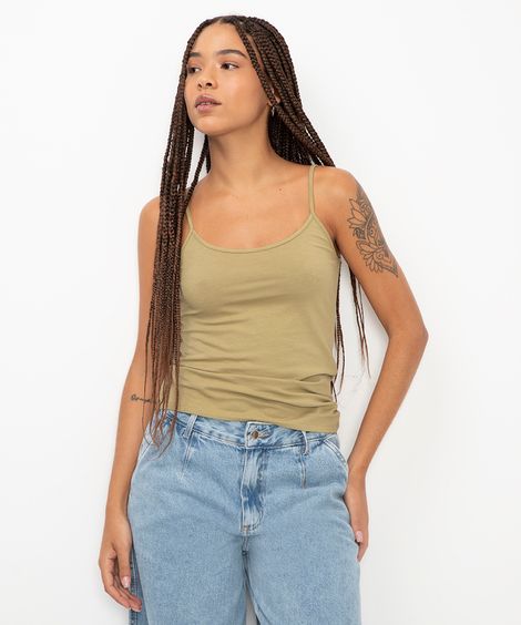 blusa de algodão peruano alça fina verde