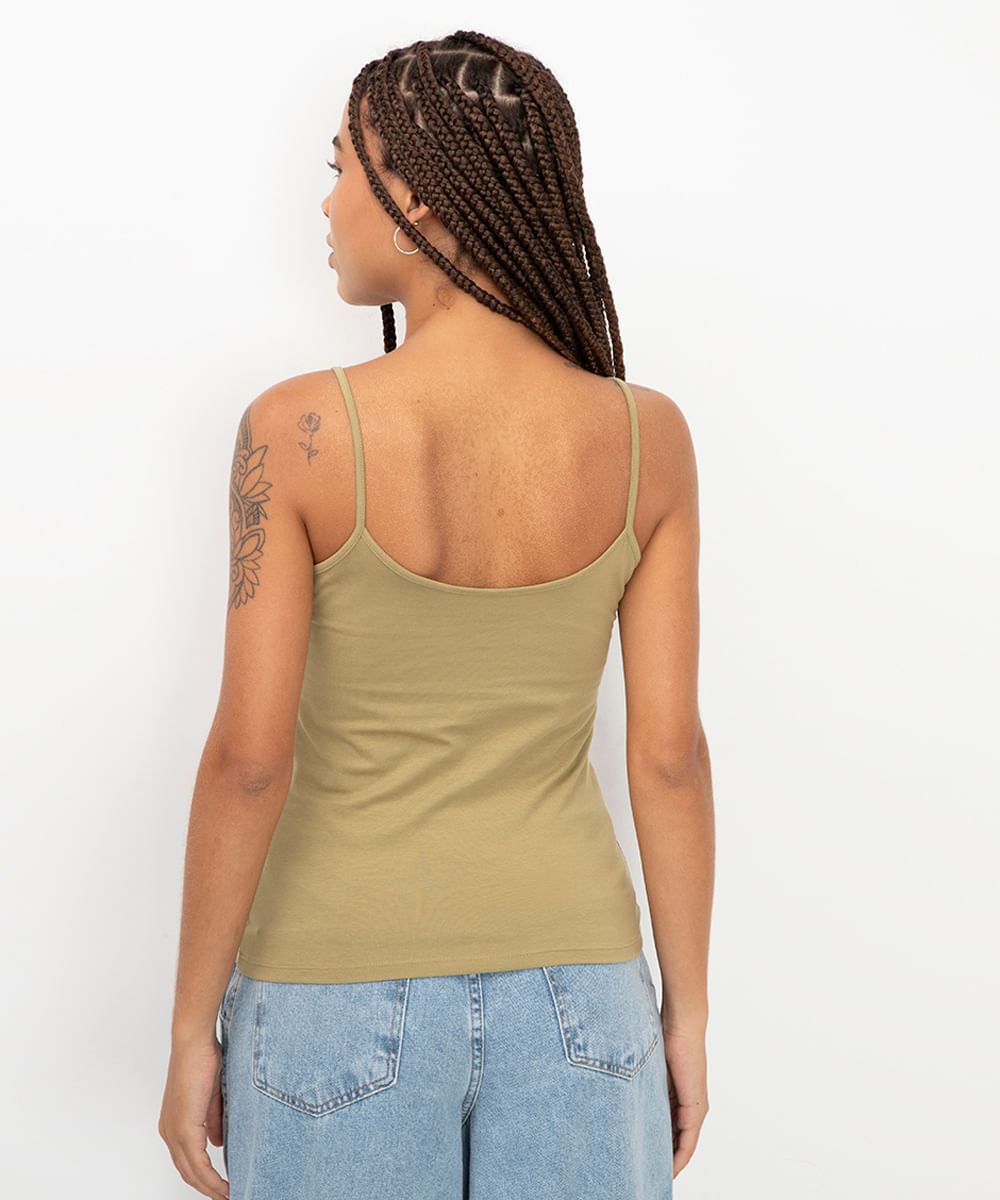 blusa de algodão peruano alça fina verde