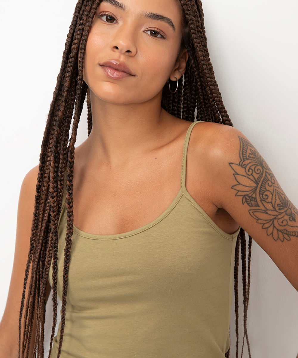 blusa de algodão peruano alça fina verde
