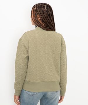 blusa de moletom texturizada manga longa verde