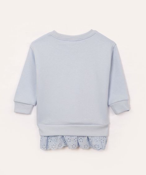 blusão infantil de moletom com laise azul claro