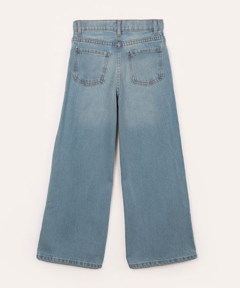 calça infantil jeans wide leg azul médio