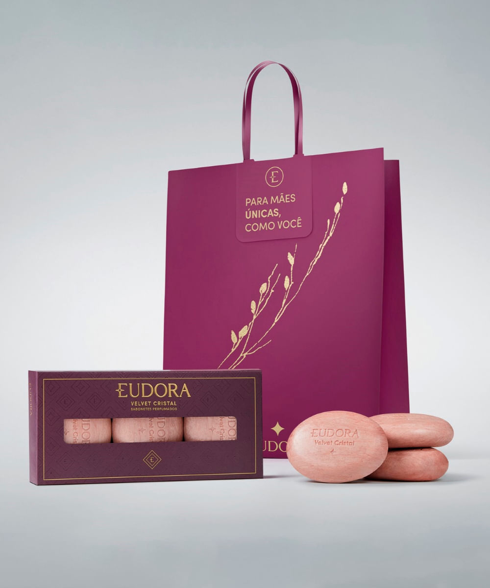 kit sabonete em barra velvet cristal eudora