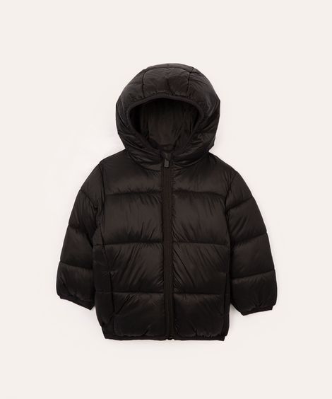jaqueta puffer infantil com capuz - preto
