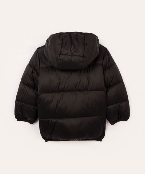 jaqueta puffer infantil com capuz - preto