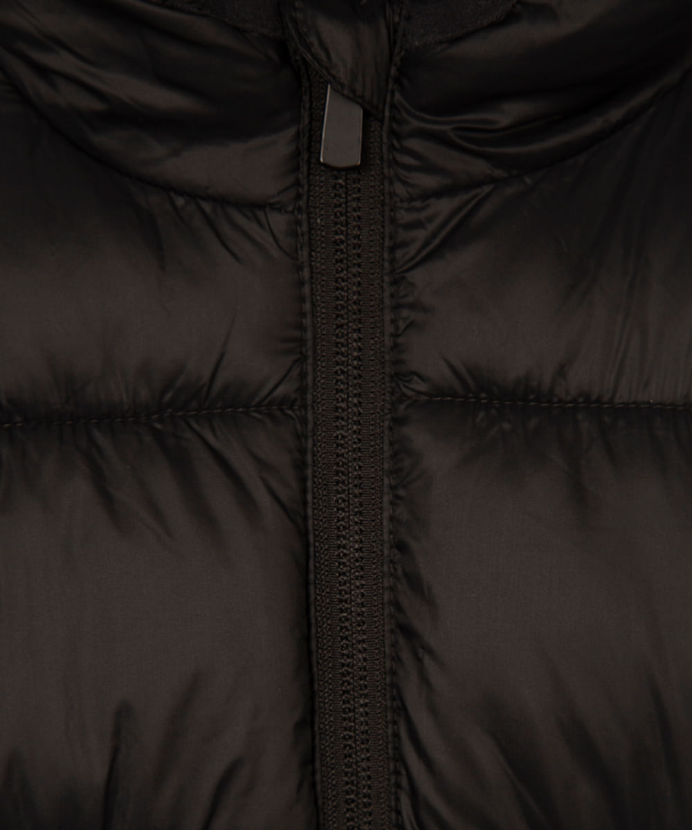 jaqueta puffer infantil com capuz - preto