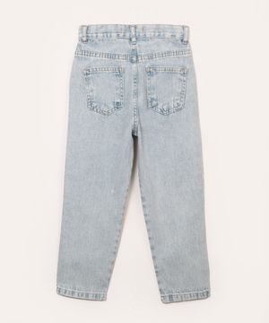 calça infantil jeans mom com strass azul