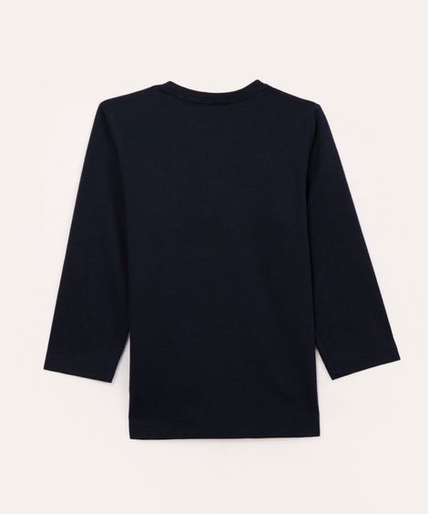 camiseta infantil gola portuguesa manga longa azul marinho