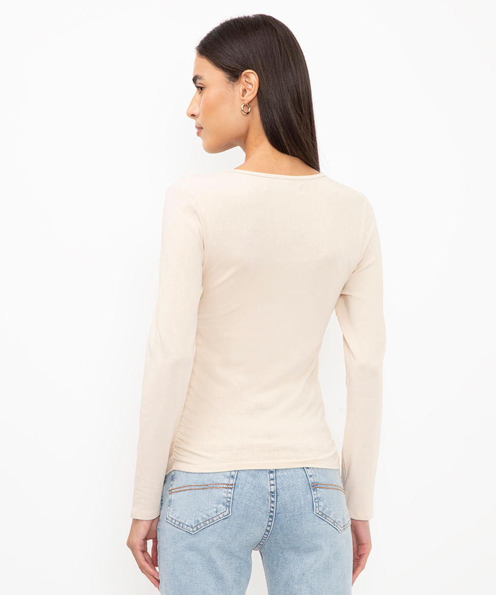 blusa de viscose com franzido  off white