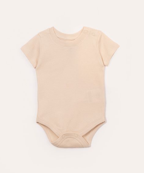 body de algodão infantil texturizado bege