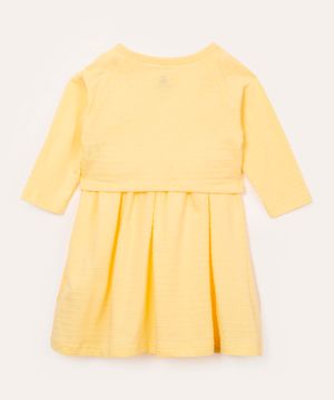 vestido infantil texturizado com bolero amarelo