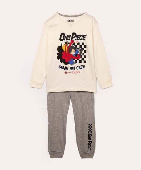 pijama de algodão infantil one piece off white