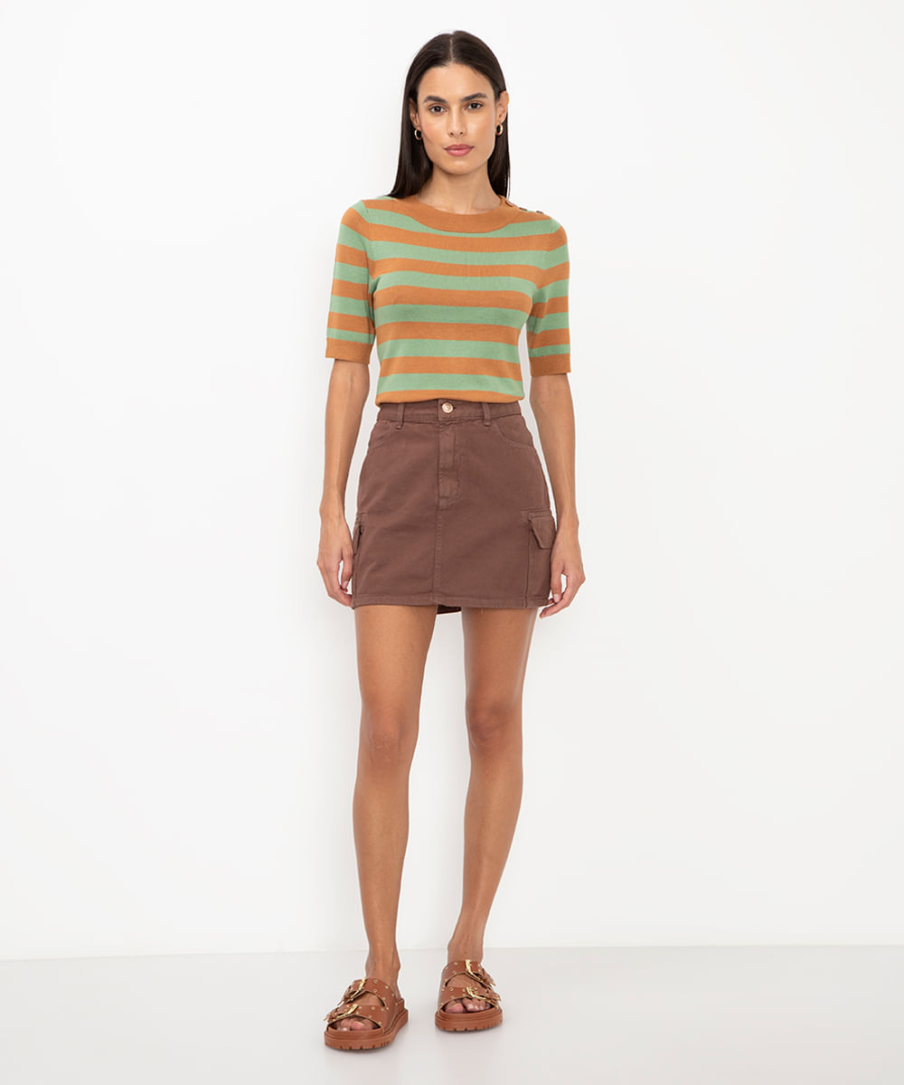 blusa de tricot listrada verde