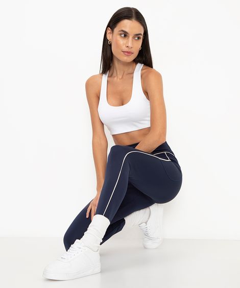 calça legging com vivos azul
