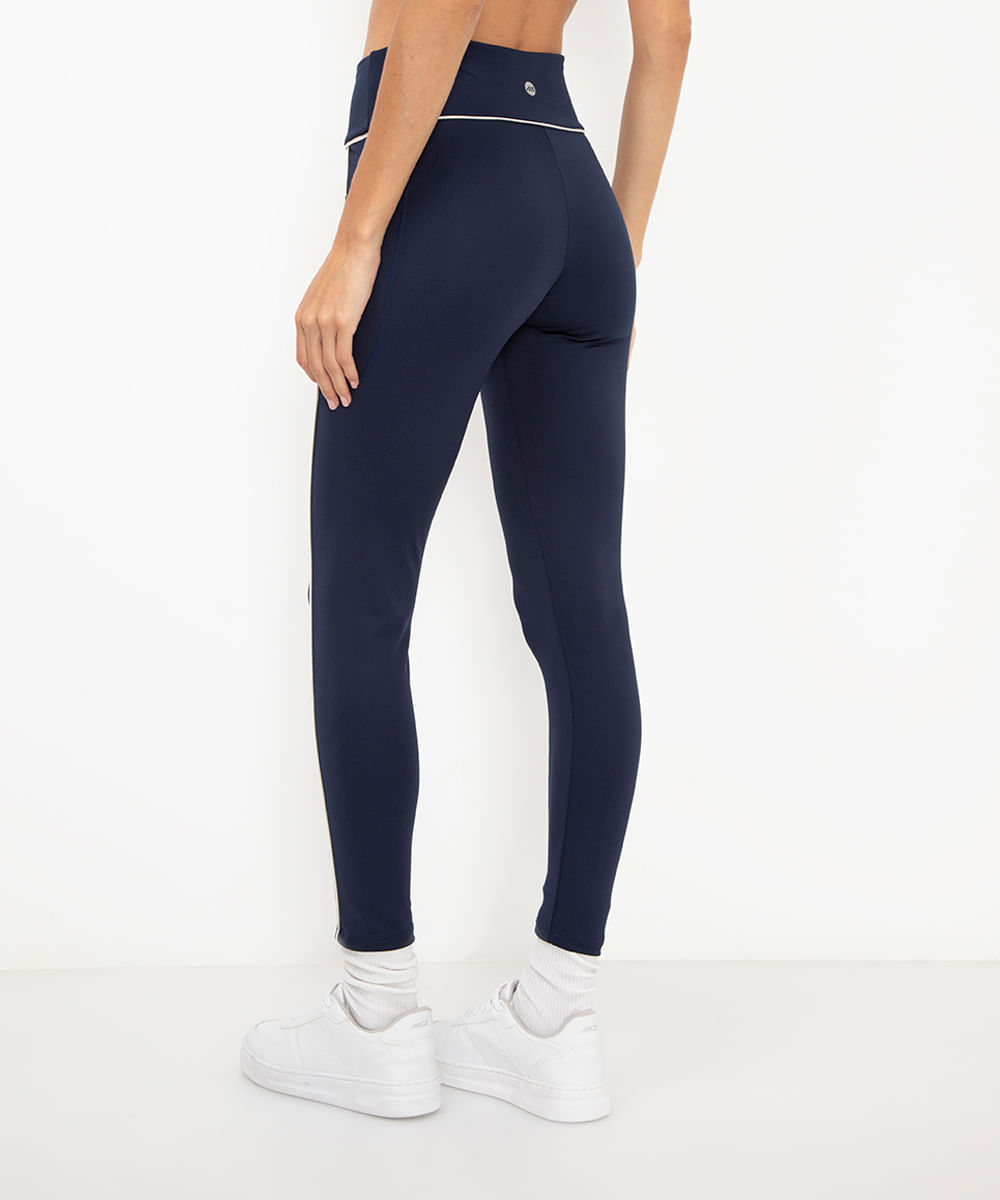 calça legging com vivos azul