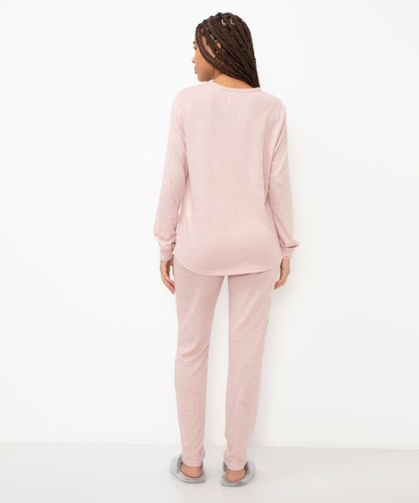 pijama longo básico rosa