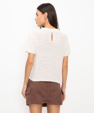 blusa de tricot com recorte cru