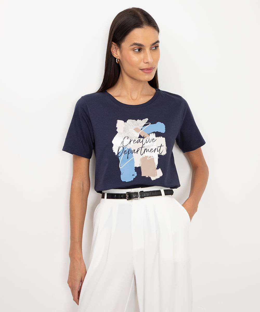 camiseta de algodão creative department azul marinho