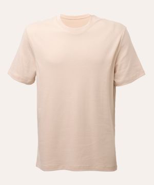 camiseta básica de algodão peruano manga curta areia