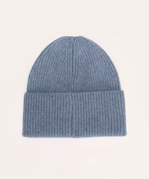 gorro de tricot canelado azul