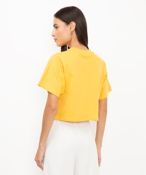 cropped de moletinho piu piu amarelo