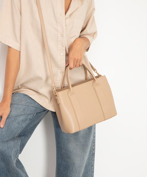 bolsa média alça transversal bege