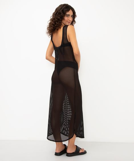 vestido longo tela - preto