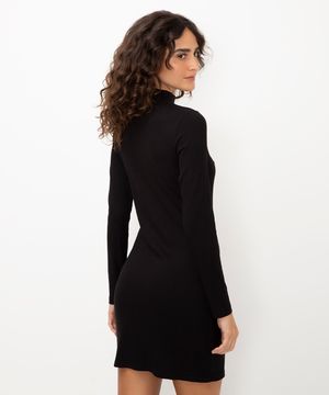 vestido curto de viscose canelado preto