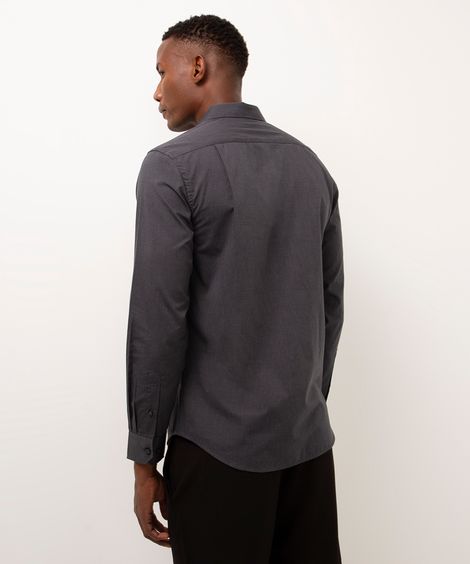 camisa comfort manga longa cinza