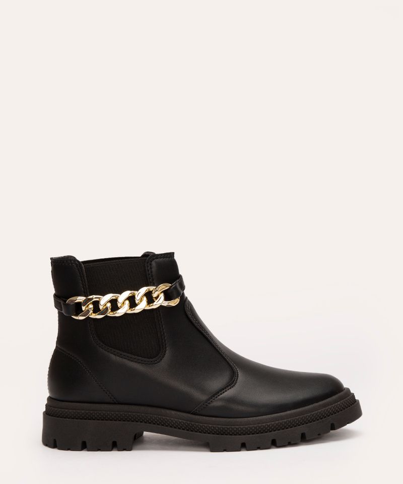 bota chelsea com corrente moleca preto