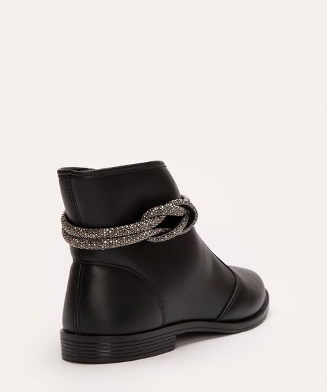 bota cano curto com strass moleca preta