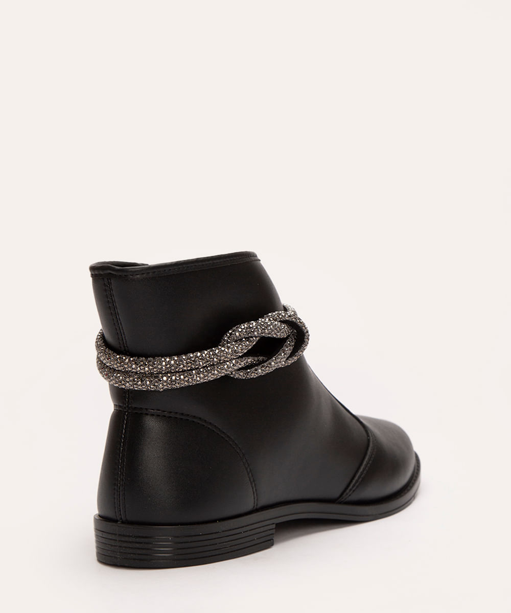 bota cano curto com strass moleca preta
