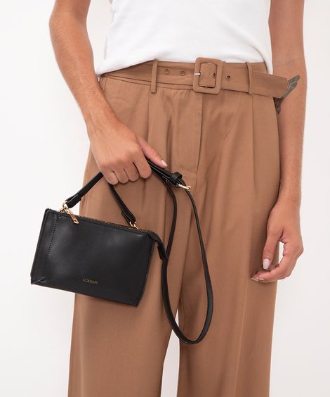bolsa retangular pequena com bolso preto