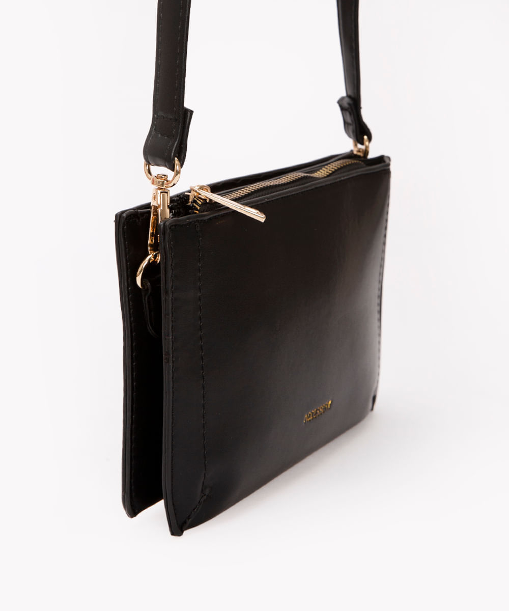 bolsa retangular pequena com bolso preto