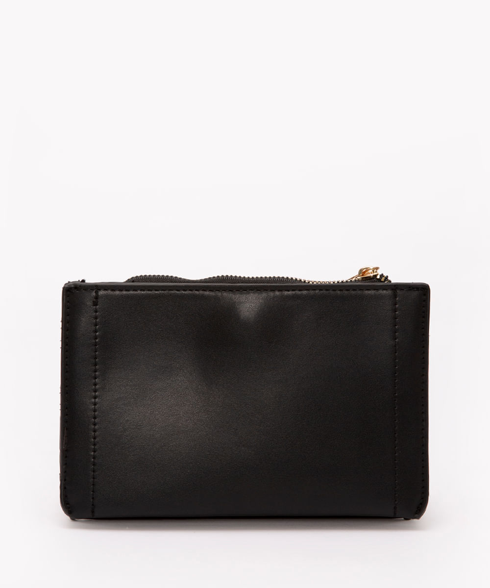 bolsa retangular pequena com bolso preto