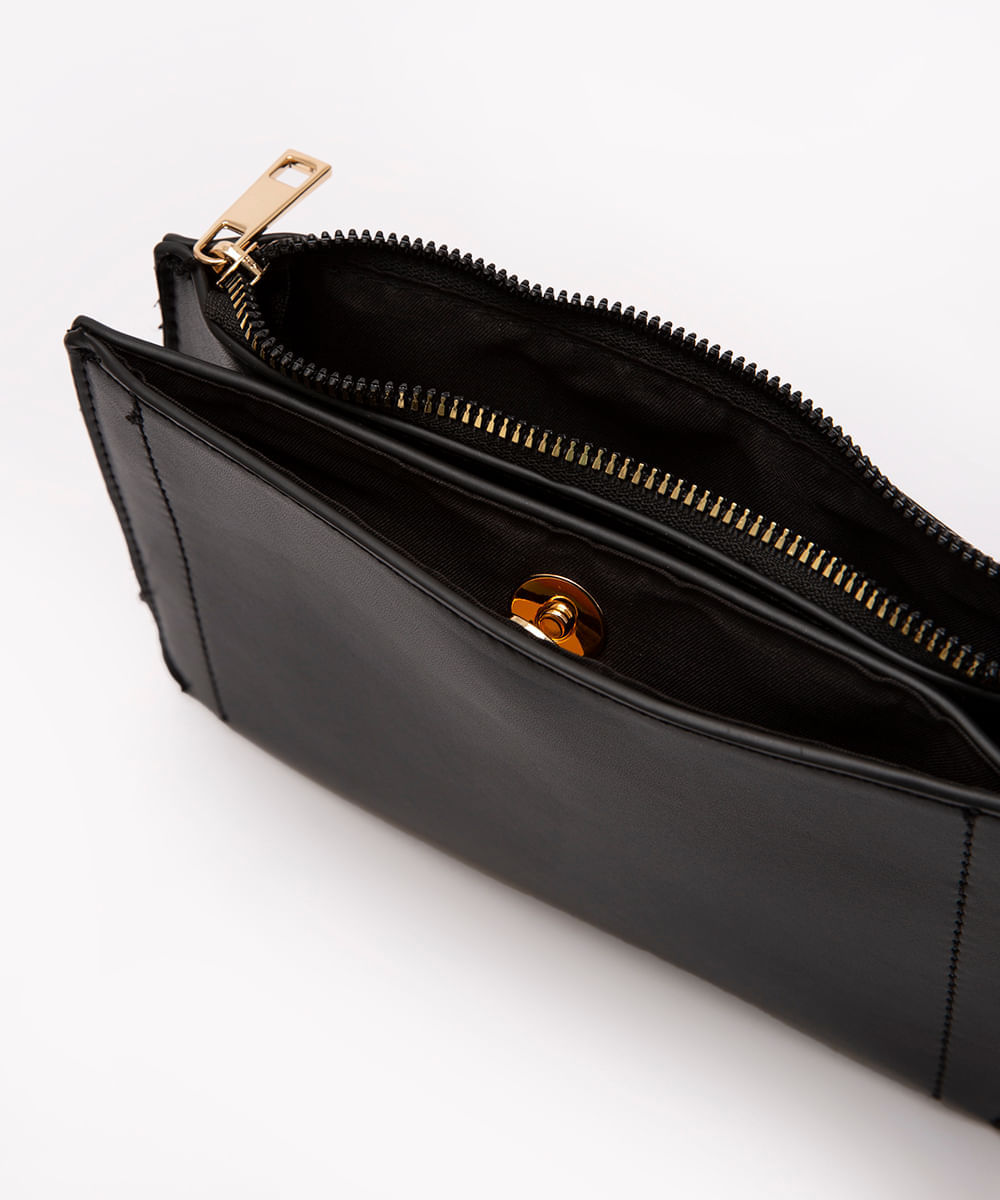 bolsa retangular pequena com bolso preto