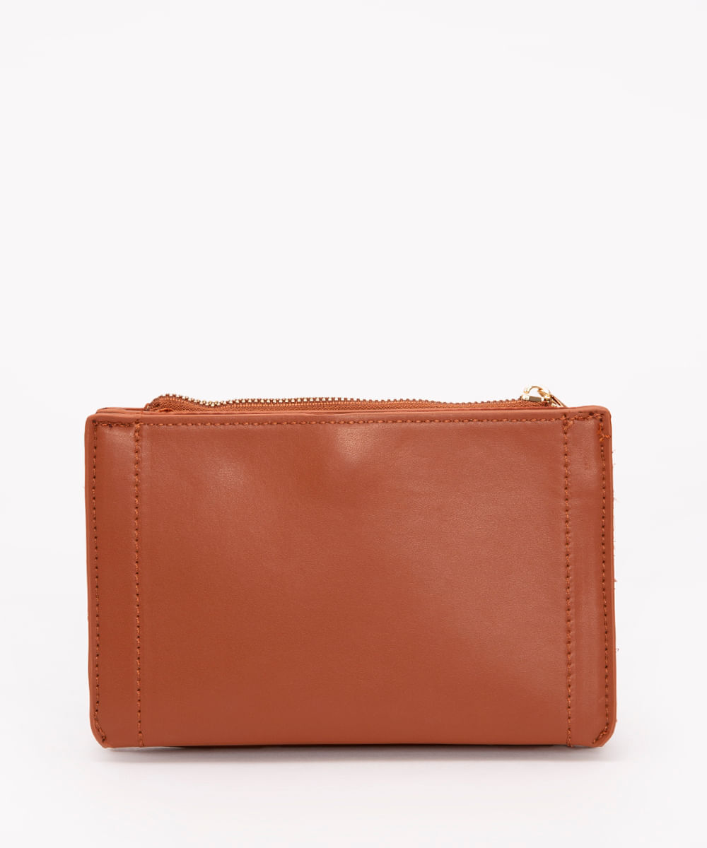 bolsa retangular pequena com bolso marrom